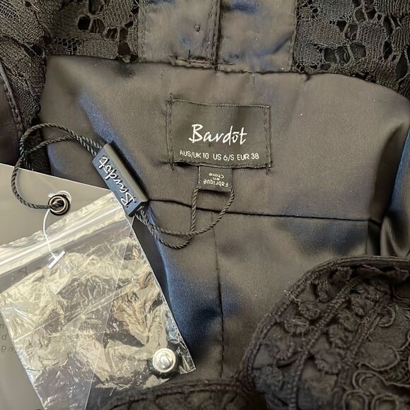 Bardot Morgan Lace Dress Black Midi S - Picture 6 of 8